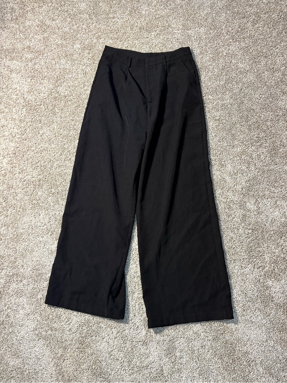 CIDER Women’s Black Solid Wide-Leg Dress Pants Flat Front Pockets L